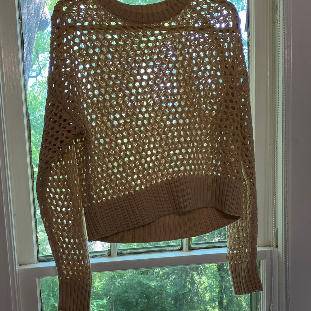 Old Navy Open-Knit Scoop Neck Sweater in Beige